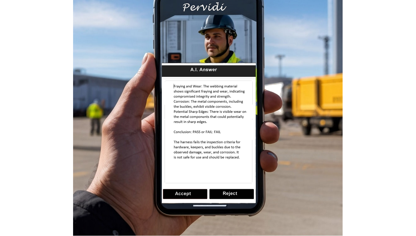 Pervidi AI analysis engine reviewing an inspection on a mobile device
