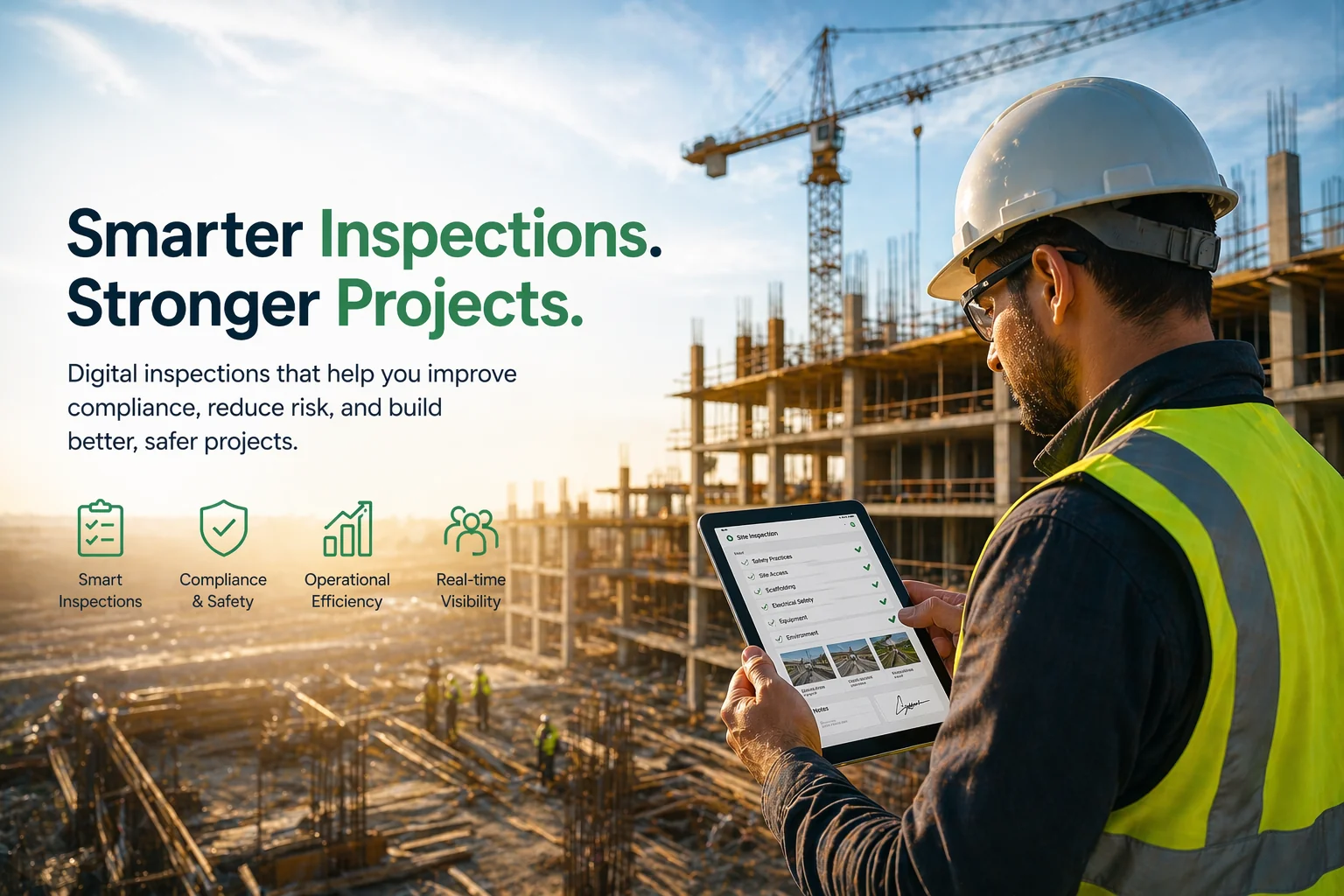 Pervidi mobile app showing a digital construction site safety inspection checklist