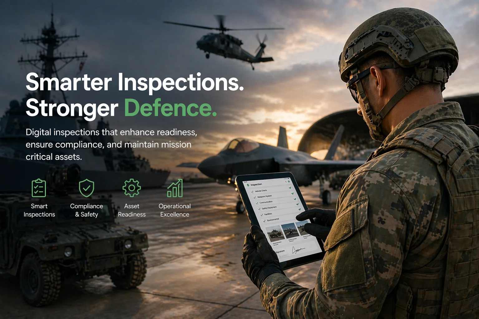 Pervidi mobile app showing a digital defense asset inspection checklist