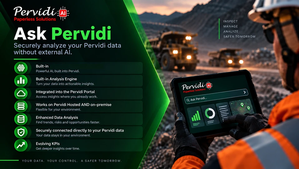 Ask Pervidi: securely analyze your Pervidi data without external AI - built-in analysis engine, integrated into the Pervidi Portal, works hosted or on-premise